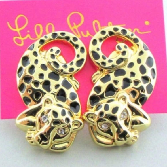 Lilly Pulitzer Jewelry - Lilly Pulitzer gold toned Leopard pierced earrings